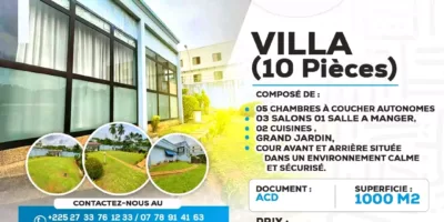 Villa duplex 10p sur 1000 M2 2 plateau ena