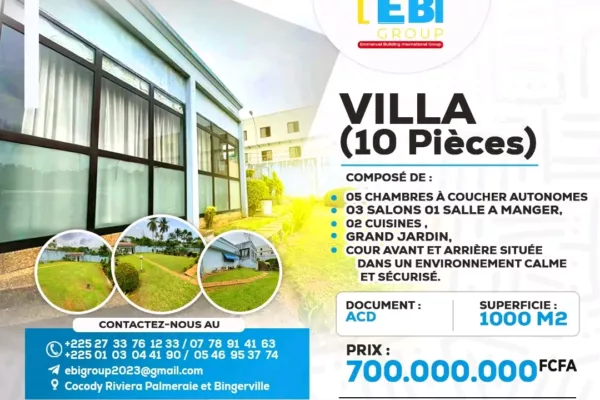 Villa duplex 10p sur 1000 M2 2 plateau ena