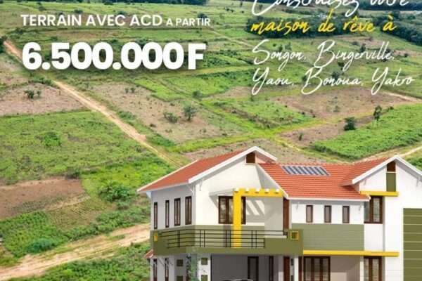 Terrain de 300, 400 et 500 m² payable sur 3 ans