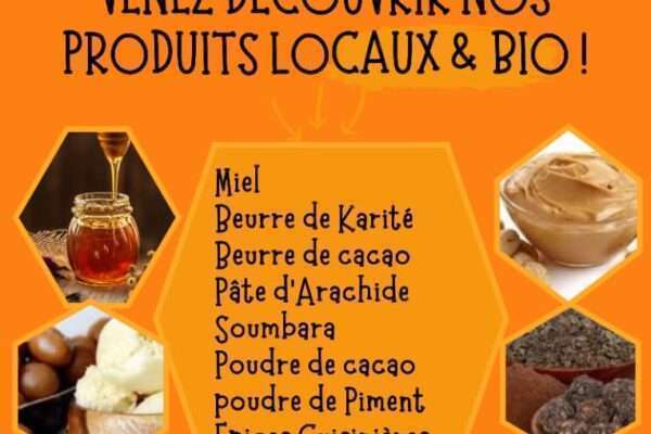 Vente de produits alimentaires, épices cuisinière et produits cosmétiques : beurre de karité