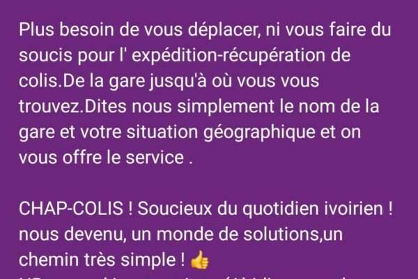 CHAP-COLIS sévices de livraison et divers dans tout Abidjan